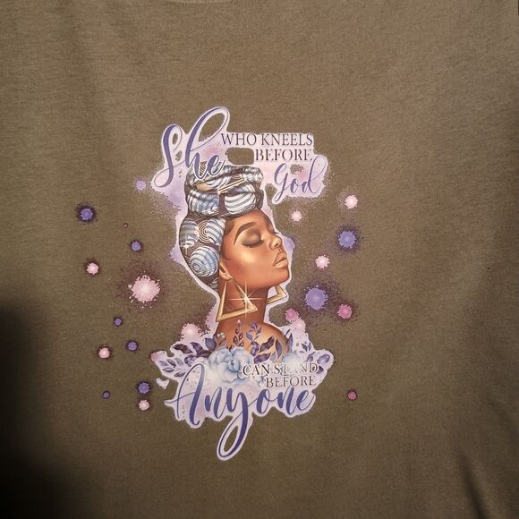 Women’s Brown Graphic T-Shirt – “She Who Kneels Before God - Picture 2 of 4